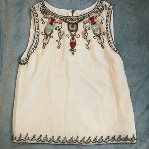 Alice + Olivia cream beaded sleeveless top NWT